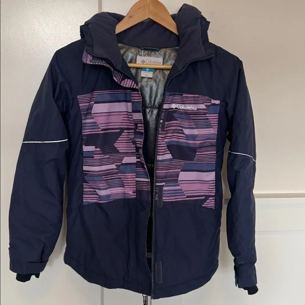 Columbia Blue Purple Patterned Omni-Heat Ski Outdoors Winter Jacket Size M 10/12